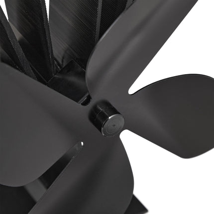 Černý ventilátor na kamna bez elektřiny