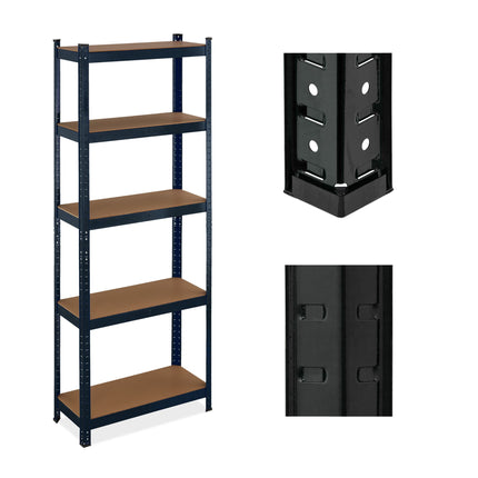 Černý pevný regál s 5 patry
