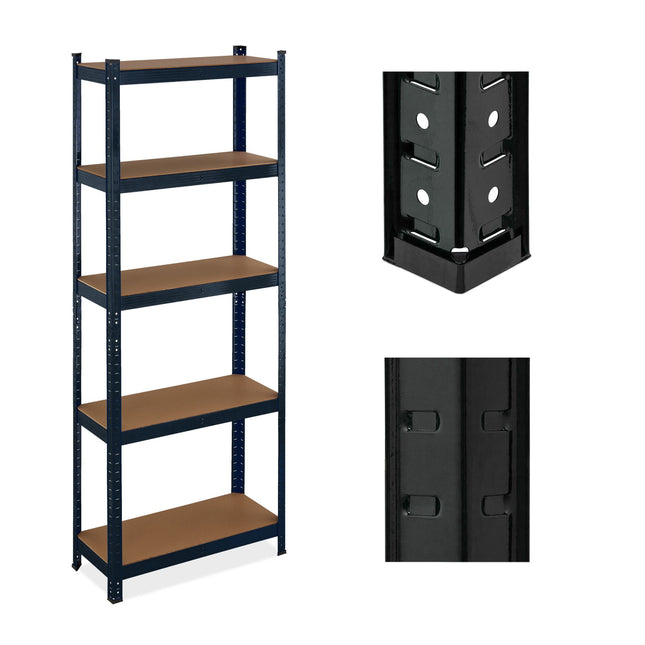 Černý pevný regál s 5 patry