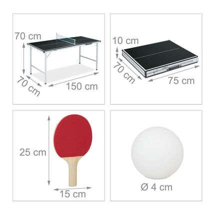 Černý stůl na stolní tenis s příslušenstvím