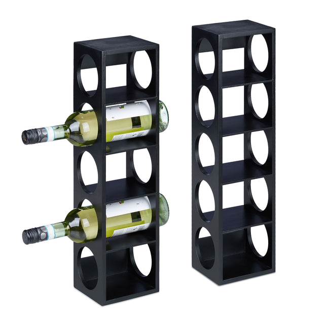 Černý stojan na víno, sada 2 ks