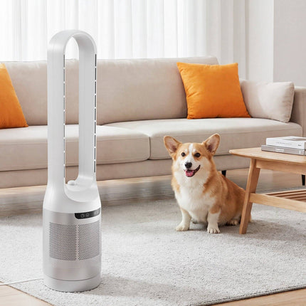 Bladeless Tower Fan, 65 Oscillating, Remote, 8h Timer