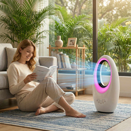 Bezlopatkový věžový ventilátor, tichý 36dB, oscilace 60, dálkové ovládání