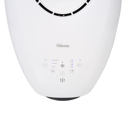 Bezlopatkový věžový ventilátor s dálkovým ovládáním, časovačem a 3 rychlostmi