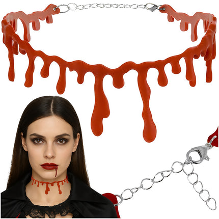 Krvavý halloweenský náhrdelník choker, nastavitelný doplněk ke kostýmu