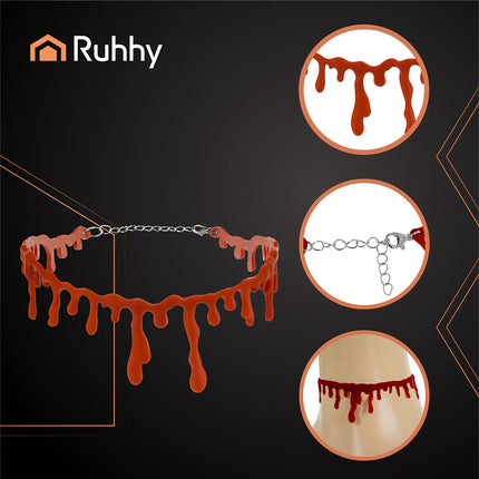 Krvavý halloweenský náhrdelník choker, nastavitelný doplněk ke kostýmu