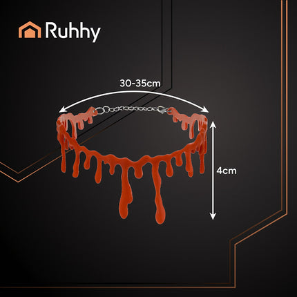 Krvavý halloweenský náhrdelník choker, nastavitelný doplněk ke kostýmu