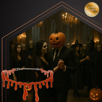 Krvavý halloweenský náhrdelník choker, nastavitelný doplněk ke kostýmu