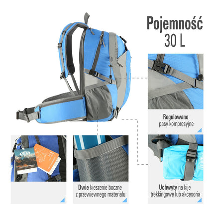Batoh modrý, 30L, lehký, voděodolný