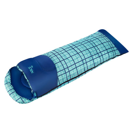 Spací pytel modrý kostkovaný, lehký, kompaktní