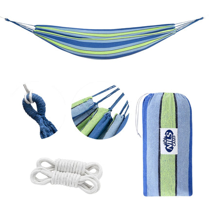 Houpací síť modro-zelená, šířka 120cm, bavlna-polyester