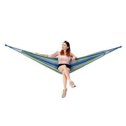 Houpací síť modro-zelená, šířka 120cm, bavlna-polyester