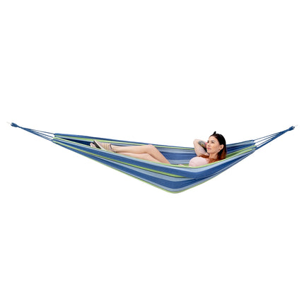 Houpací síť modro-zelená, šířka 120cm, bavlna-polyester
