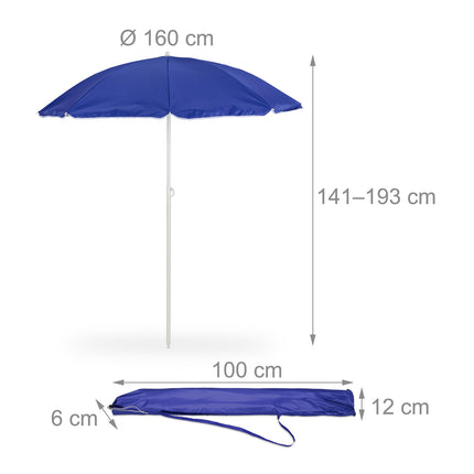 Slunečník modrý 160 cm