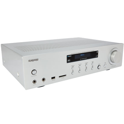 Bluetooth zesilovač, 2x60W RMS, stříbrné provedení