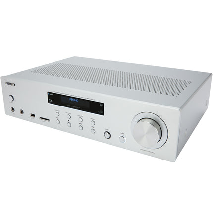 Bluetooth zesilovač, 2x60W RMS, stříbrné provedení