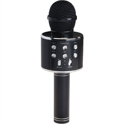Bluetooth karaoke mikrofon s vestavěným reproduktorem. Černý