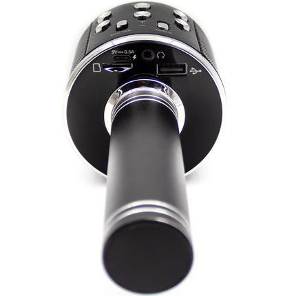 Bluetooth karaoke mikrofon s vestavěným reproduktorem. Černý
