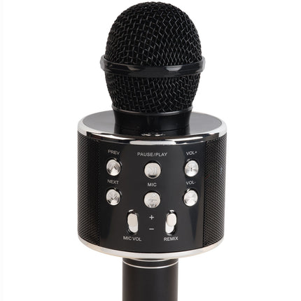 Bluetooth karaoke mikrofon s vestavěným reproduktorem. Černý