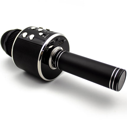 Bluetooth karaoke mikrofon s vestavěným reproduktorem. Černý