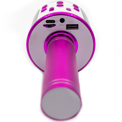 Bluetooth karaoke mikrofon s vestavěným reproduktorem. Růžový