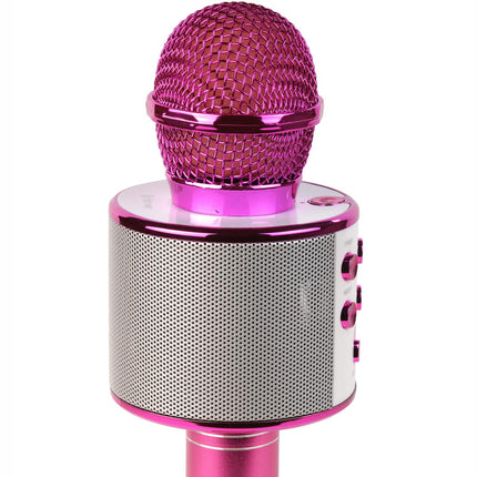 Bluetooth karaoke mikrofon s vestavěným reproduktorem. Růžový