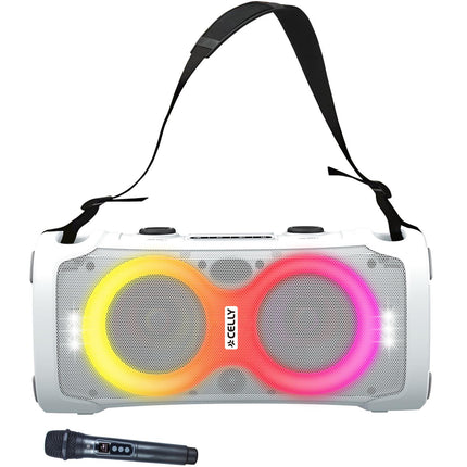 Bluetooth párty reproduktor 45W s bezdrátovým mikrofonem, bílý