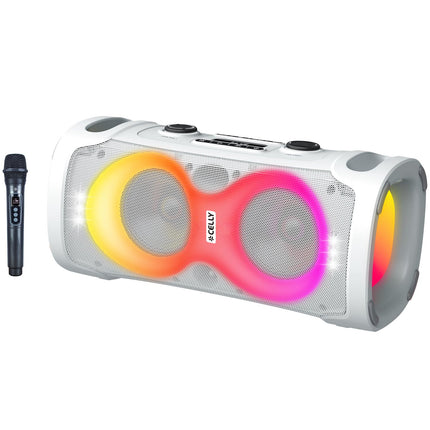 Bluetooth párty reproduktor 45W s bezdrátovým mikrofonem, bílý