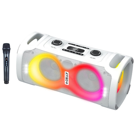 Bluetooth párty reproduktor 45W s bezdrátovým mikrofonem, bílý