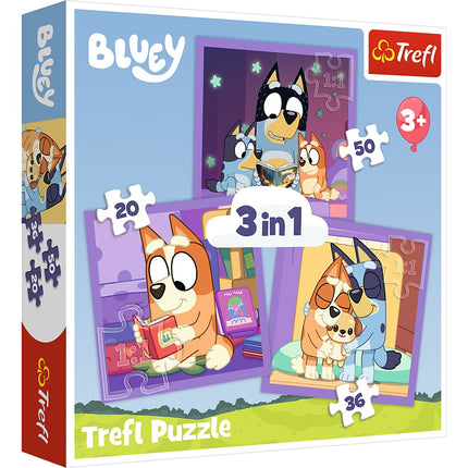 Bluey sada puzzle 3v1 pro děti, zábavná a poutavá