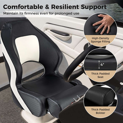 Boat Captain Bucket Seat – Waterproof PVC Leather, 330 lb