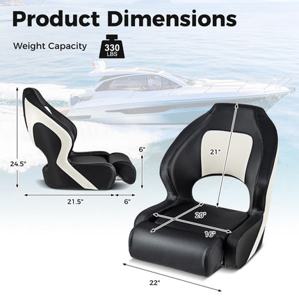 Boat Captain Bucket Seat – Waterproof PVC Leather, 330 lb