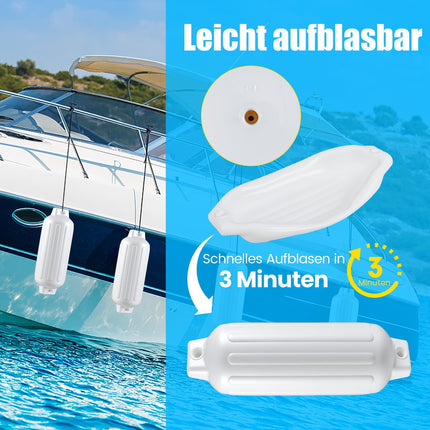 Sada lodních fendrů – 4 ks, 68.5 x 21.5 cm, bílé PVC