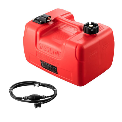 Boat Fuel Tank 12L, 9.8 ft Hose, Fuel Gauge, Red
