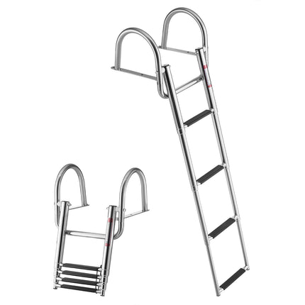 Boat Ladder, 4-Step Stainless Steel Folding, 600 lb