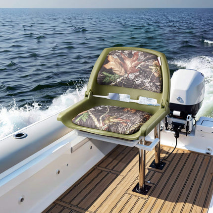 Boat Seat, Folding Low-Back, Cushioned PU, Camouflage