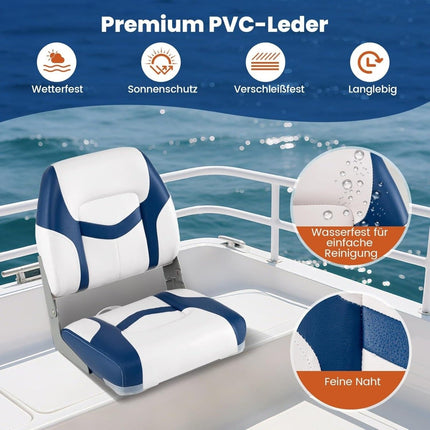 Sada lodních sedaček, 2 ks, pěna 7cm, sklopné, PVC kůže