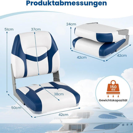 Sada lodních sedaček, 2 ks, pěna 7cm, sklopné, PVC kůže