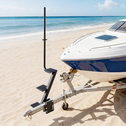 Boat Trailer Steps, 3-Step Side Mount with Handrail, Non-Slip