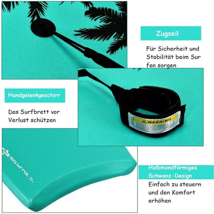 Bodyboard surf SUP plavecká deska plavecká deska 94 x 47 x 5.5 cm zelená