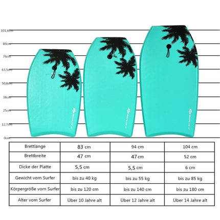 Bodyboard surf SUP plavecká deska plavecká deska 94 x 47 x 5.5 cm zelená