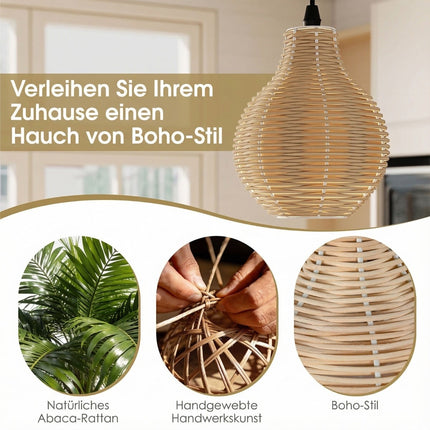 Boho ratanové závěsné svítidlo, 3 zdroje, nastavitelná výška