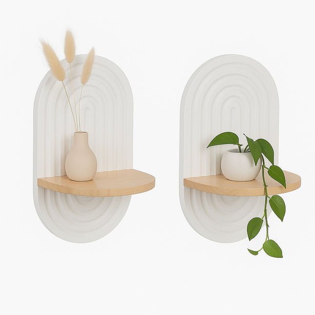 Boho nástěnné police, 2 ks – závěsný design duhy