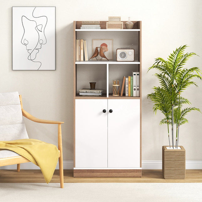 Boekenkast met dubbele deuren, 3 planken, 60x30x140cm