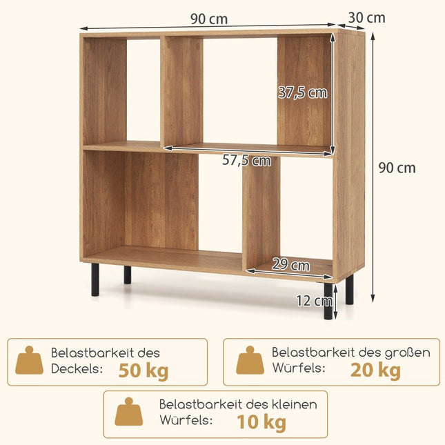 Knihovna se 4 přihrádkami a kovovými nohami stojací regál úložný regál přírodní