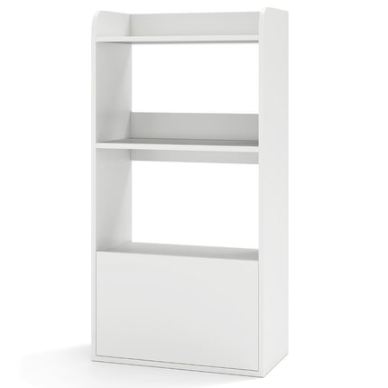 Bookcase with drawer, standing shelf with 2 compartments, office shelf made of wood, 55 x 29 x 105 cm, white
