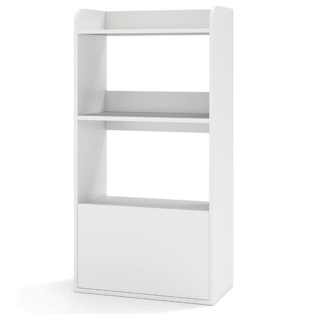 Boekenkast met lade, staande plank met 2 vakken, bureauplank van hout, 55 x 29 x 105 cm, wit