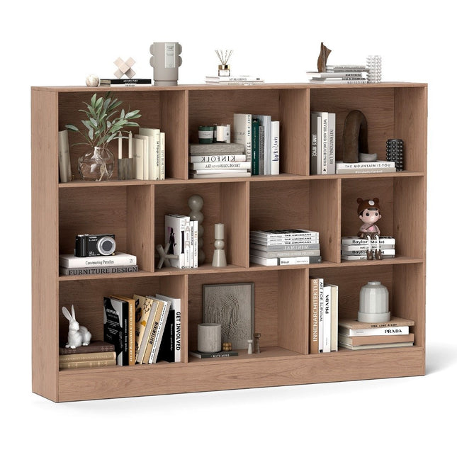 Boekenplank met 10 vakken, 3-laags, 140x24x104 cm