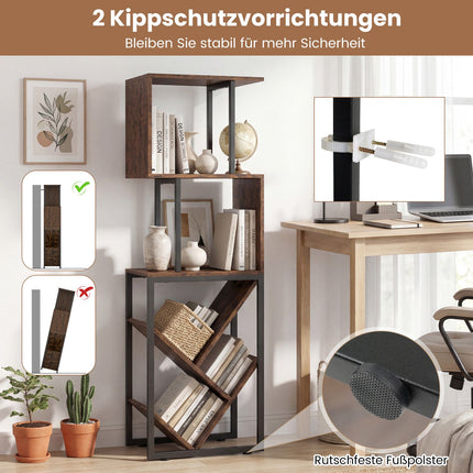 Knihovna se 3 otevřenými policemi, design stromu, 39.5x25x122cm