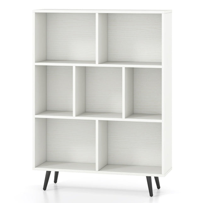 Boekenkast met 3 planken, houten poten - 80 cm, anti-kantelbeveiliging